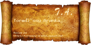 Tormássy Aranka névjegykártya